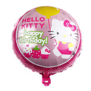 Hello Kitty 生日氣球，配有紙杯蛋糕和草莓 — Hello Kitty 萬聖節 壁紙