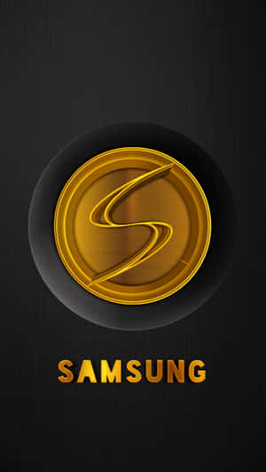 金色Samsung標誌在黑色拉絲金屬背景上 — 三星 壁紙