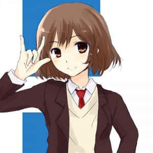 穿著校服的動漫女孩做出搖滾手勢 — 佐助 須佐能乎 壁紙
