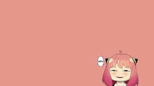 粉紅色頭髮和貓耳朵的動漫女孩微笑，帶有寫著「HEW」的對話氣泡 — 間諜家家酒 GIF 壁紙