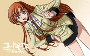 紅頭髮綠眼睛的動漫女孩穿著校服做出和平手勢。 — 潔西卡·史坦 壁紙
