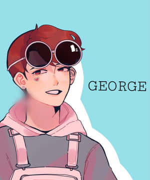 動漫角色George，紅頭髮，戴護目鏡，穿著粉紅色吊帶褲。 — Motorola Razr Ultra 2026 壁紙