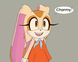 動畫狐狸角色 Charmy 穿著橙色連衣裙微笑說話 — 5:4 壁紙