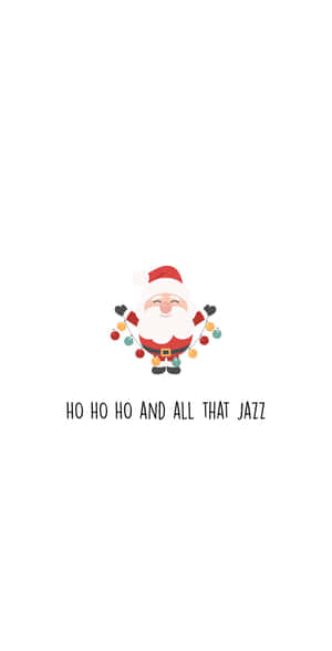 聖誕老人拿著燈飾，文字是 ho ho ho 等等 — 聖誕節手機 壁紙