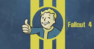來自 Fallout 4 的避難所小子在避難所標誌內豎起大拇指。 — 天命 4K 壁紙
