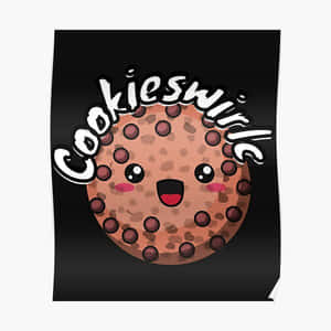 一個微笑的卡通曲奇，有巧克力粒和文字cookieswirls。 — 餅乾怪獸 壁紙