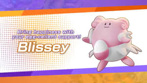 粉紅色的寶可夢 Blissey 帶有推廣蛋-cellent 支援的文字。 — 插畫 壁紙