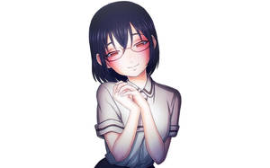 戴眼鏡的動漫女孩微笑，穿著校服雙手合十。 — 火影忍者 卡卡西 壁紙
