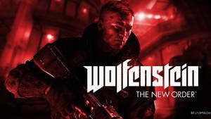 士兵在紅色燈光的反烏托邦遊戲場景《Wolfenstein The New Order》中手持步槍。 — 馮·米勒 壁紙