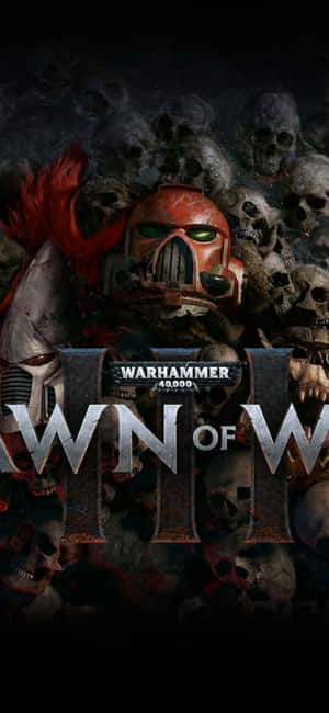 Warhammer 40k 戰士頭盔在黑暗環境中被骷髏包圍 — 電玩遊戲 GIF 壁紙