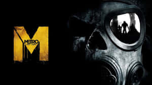 防毒面具，鏡片中反射剪影，旁邊是Metro Last Light標誌。 — AMOLED 壁紙
