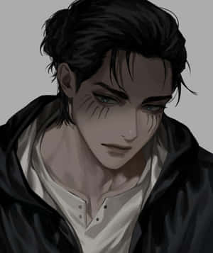 黑髮淚痕的動漫男子，身穿黑色連帽衫和白色襯衫。 — 暗黑少女風 壁紙