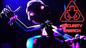 一個發光的紫色電子動畫，背後有安全漏洞標誌。 — 美學月亮 壁紙