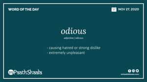 一個青綠色圖形，帶有單詞 'odious' 及其定義的白色文字。 — 字典 壁紙