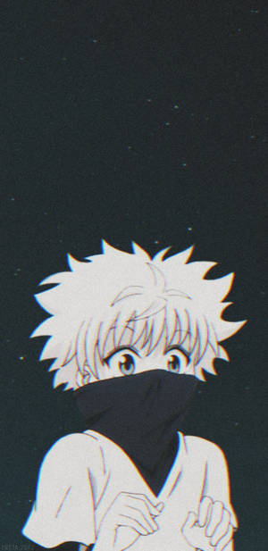 白髮戴黑色面具的動漫男孩仰望星空。 — 奇犽 壁紙