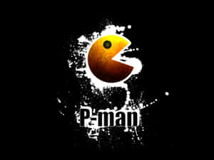 Pac-Man 標誌，帶有橙色漸變和白色油漆飛濺，背景為黑色。 — 魔獸世界經典版 壁紙