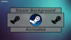 Steam 標誌在灰色面板上，帶有文字標籤，背景為漸變藍色。 — 蒸氣龐克 壁紙