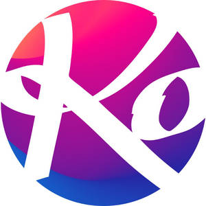 在色彩繽紛的漸變圓圈背景上的粗體白色 XO 標誌。 — 漸層 壁紙