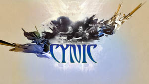 Cynic樂團標誌，以數位藝術風格呈現五位音樂家和翅膀。 — 音樂 壁紙