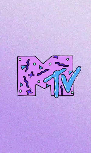 MTV標誌，帶有彩色抽象形狀，置於有紋理的紫色背景上。 — 紫色動漫美學 壁紙