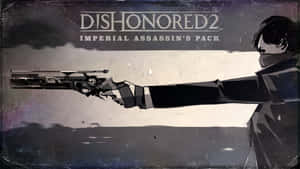 刺客在《Dishonored 2》遊戲藝術中瞄準未來手槍。 — 冤罪殺機 壁紙