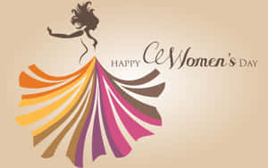 Happy Women's Day 圖形，包含跳舞女性剪影和色彩繽紛的飄逸裙子。 — 舞蹈 壁紙