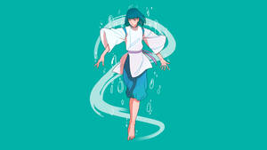 動漫女孩在青綠色背景中與水泡跳舞 — 幽遊白書 壁紙