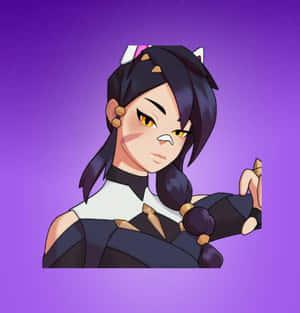 擁有貓耳和黃色眼睛的動漫女孩，穿著黑白服裝。 — 酷炫的《要塞英雄》 壁紙