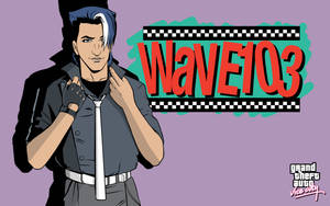 動漫角色在WAVE103電台標誌旁整理外套。 — 電玩遊戲 GIF 壁紙