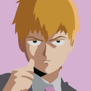 金髮動漫角色以嚴肅表情向前指著手指。 — 路人超能100 GIF 壁紙