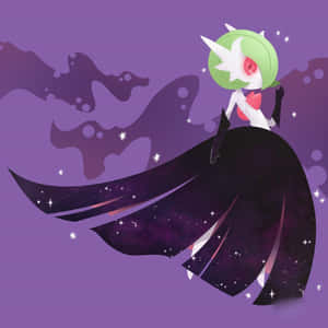 動漫角色，綠色頭部，星夜黑色長袍，漂浮在紫色宇宙中。 — 紫色動漫美學 壁紙