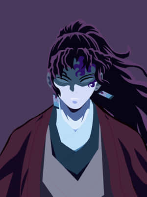 深色頭髮和紫色標記的動漫角色，穿著傳統服裝。 — 鬼滅之刃 壁紙