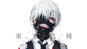 白髮戴黑色面具的動漫角色，露出紅色眼睛和牙齒。 — 混沌武士 壁紙