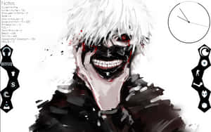 白髮黑面具的動漫角色咧嘴大笑。 — 東京喰種角色 壁紙