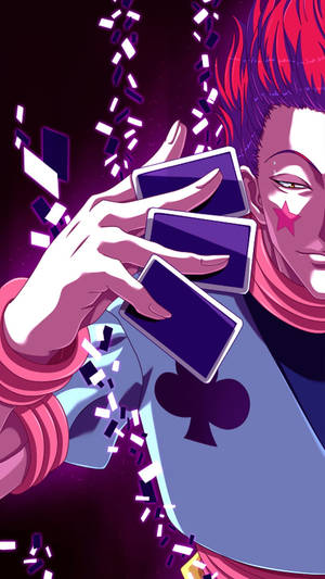 紅髮和星星刺青的動漫角色正在洗紫色撲克牌。 — 阿基拉 壁紙