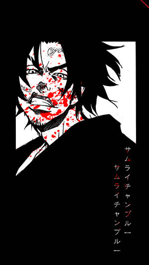 動漫角色臉上帶有血跡，背景為黑色。 — 惡魔男孩 動漫 壁紙