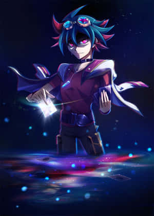 動漫角色在星空虛空中用發光卡片施展魔法。 — 幽遊白書 壁紙