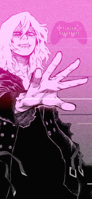 動漫角色 Tomura Shigaraki，白髮和骷髏臉，伸出手。 — iPhone 17 Pro 壁紙