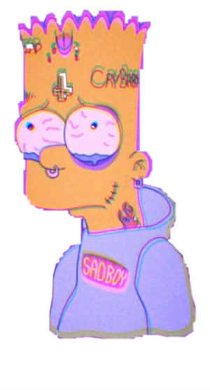 有刺青和穿孔的卡通男孩穿著sadboy連帽衫。 — 巴特·辛普森 難過 壁紙