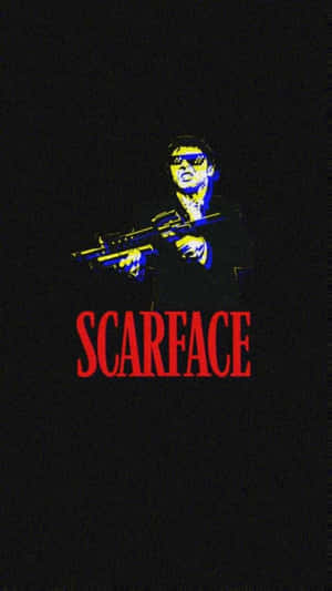 Scarface 電影海報， featuring 一個戴太陽眼鏡的男人拿著步槍。 — 舊金山 iPhone 壁紙