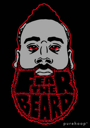 風格化的臉孔，有紅色鬍鬚和發光的眼睛，帶有文字 fear the beard — OnePlus Pad 3 壁紙