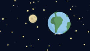 星空中的地球和月亮 — 太空美學動圖 壁紙