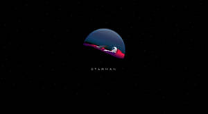 太空人漂浮在發光行星旁邊，星空夜空中有「STAR MAN」文字。 — 伊隆·馬斯克 GIF 壁紙