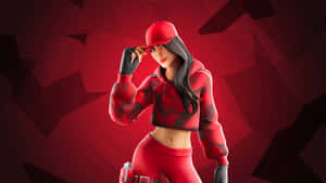 Fortnite角色穿著紅色迷彩服裝，手放在帽子上擺姿勢。 — 忍者 要塞英雄 壁紙