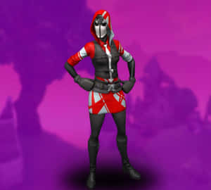 Fortnite 角色身穿紅、白、黑色服裝，雙手叉腰擺姿勢。 — 忍者 要塞英雄 壁紙