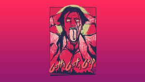 尖叫人物插圖，城市天際線上方有「Gotta Get a Grip」文字。 — 火線邁阿密 壁紙