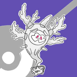 幽靈生物，有紅色眼睛和分支狀肢體，在陰陽背景上。 — 紫色 壁紙