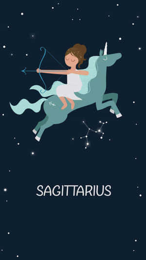 人馬座星座被描繪成一個騎著獨角獸穿越星空的女孩。 — 箭頭 壁紙