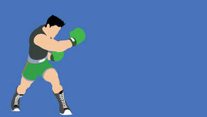 拳擊手穿著綠色短褲和手套在藍色背景上揮拳。 — 電玩遊戲 GIF 壁紙