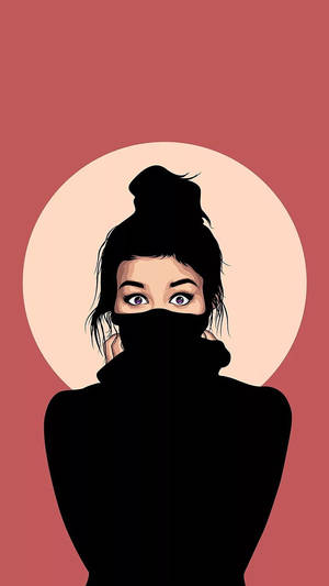 紫色眼睛的女性戴著黑色口罩，背景為紅色。 — 少女前線 壁紙